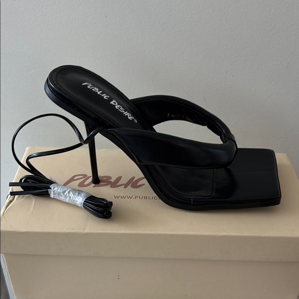 Public Desire Black Strappy Heels